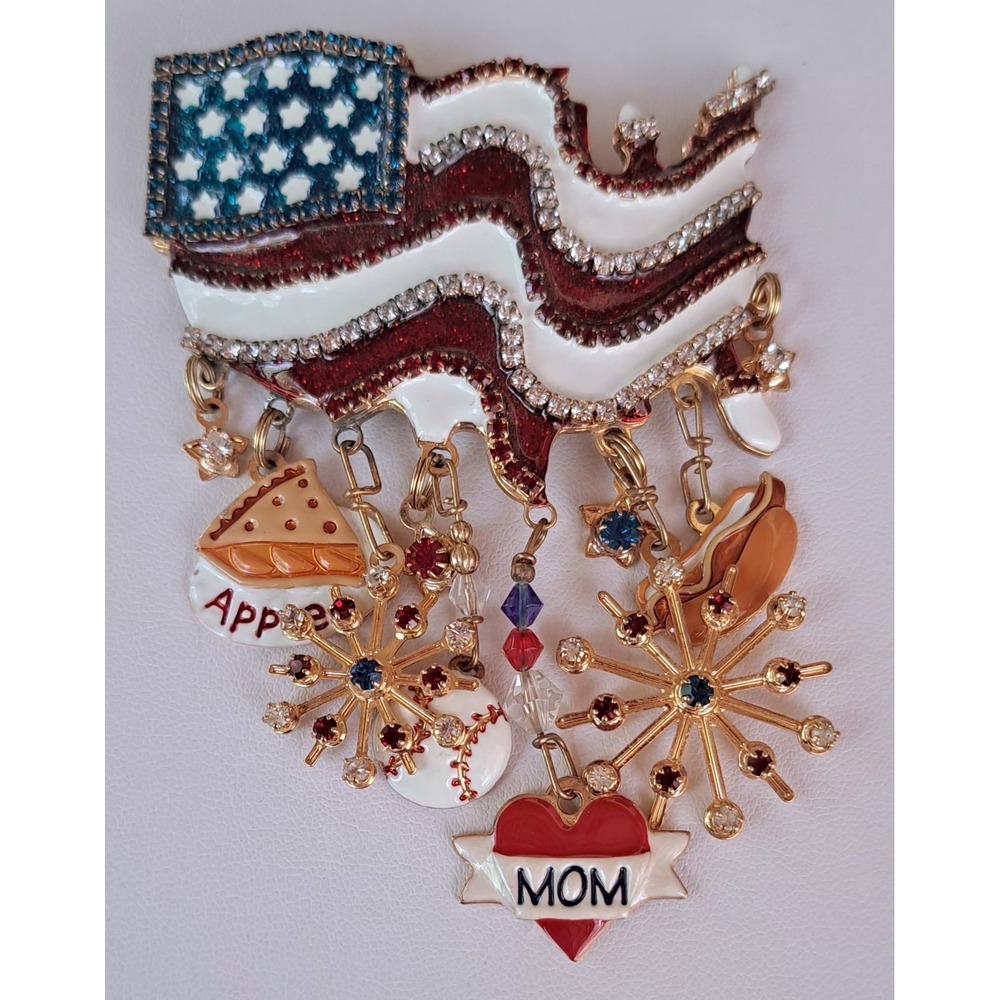 Lunch  At  The  Ritz  USA Flag  4th of July  Pin / Brooch